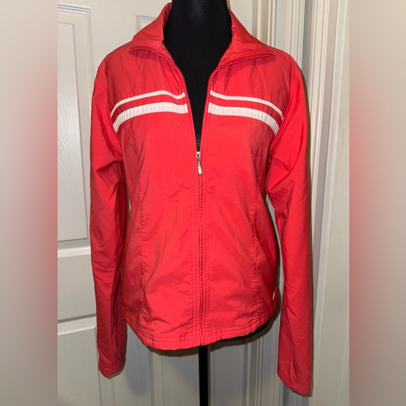 Nike White and Orange Bomber Jacket with Athletic Cut - Picture 1 of 9